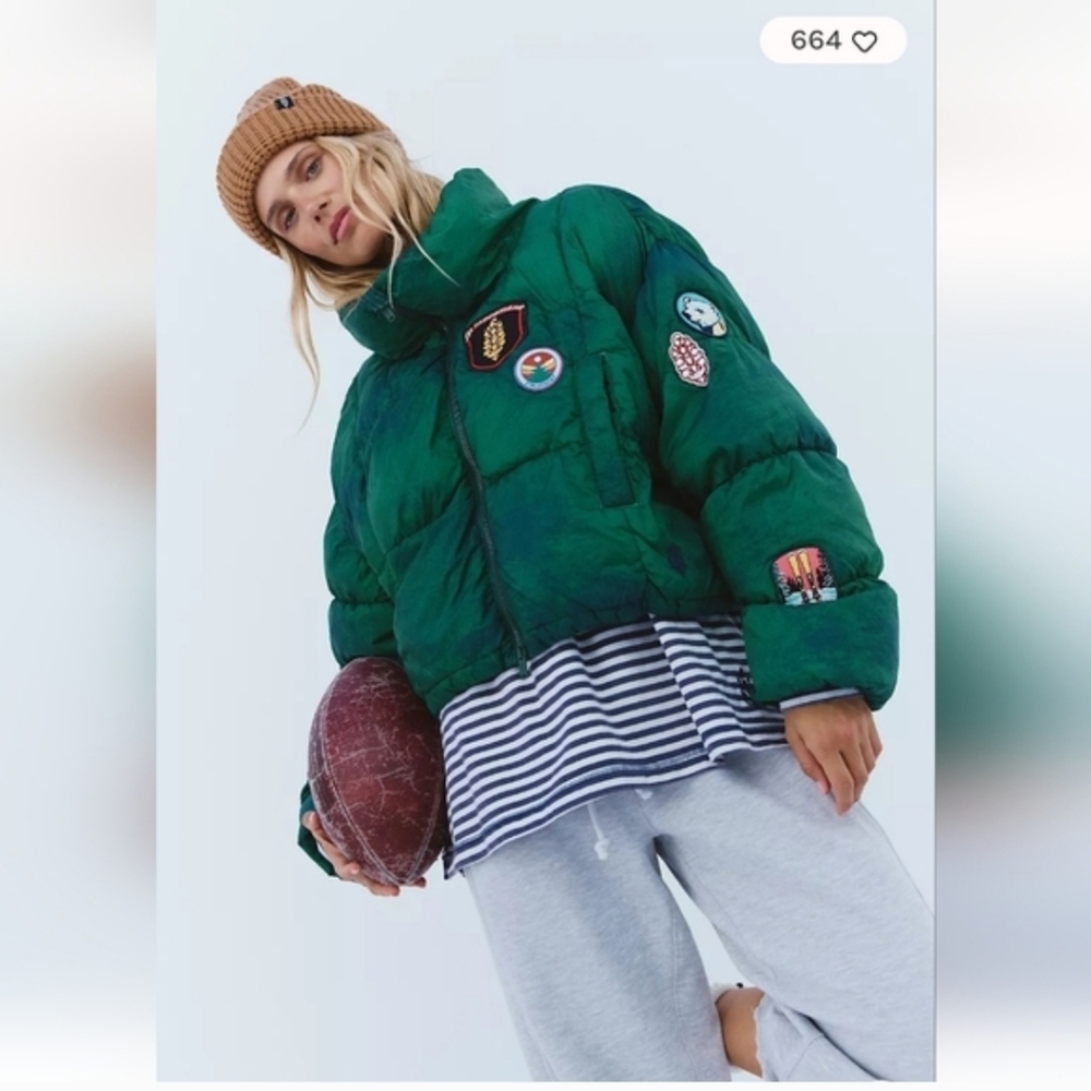 Free People In a Bubble Patch Puffer Jacket Small NWT